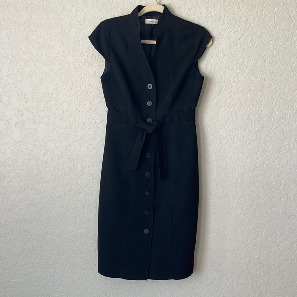 Calvin Klein Black Button Up Dress Size 8